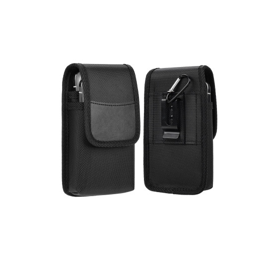 Étui de téléphone en Nylon double poche pour 2 Smartphones, pochette de taille à Clip de ceinture verticale avec mousqueton pour le travail et les téléphones cellulaires personnels <BOS> DEBIN