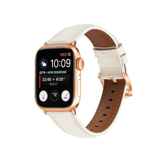 Glealx Leather Band for Apple Watch, Full-Grain Cowhide Strap with Pin Buckle