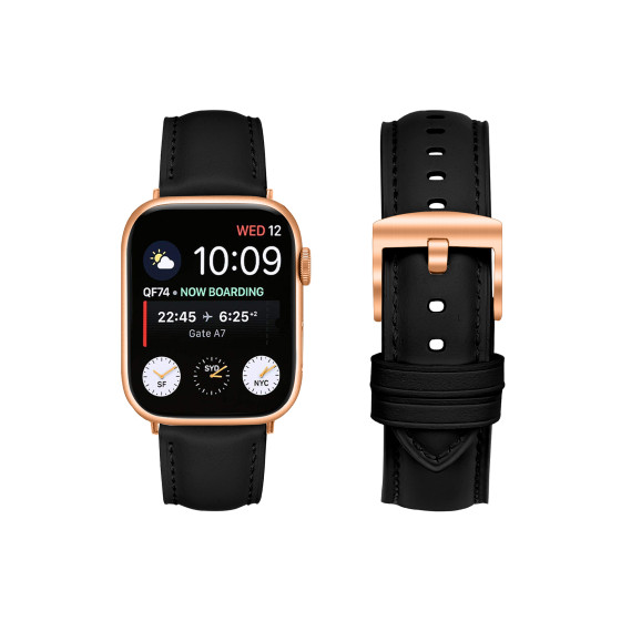Glealx Leather Band for Apple Watch, Full-Grain Cowhide Strap with Pin Buckle