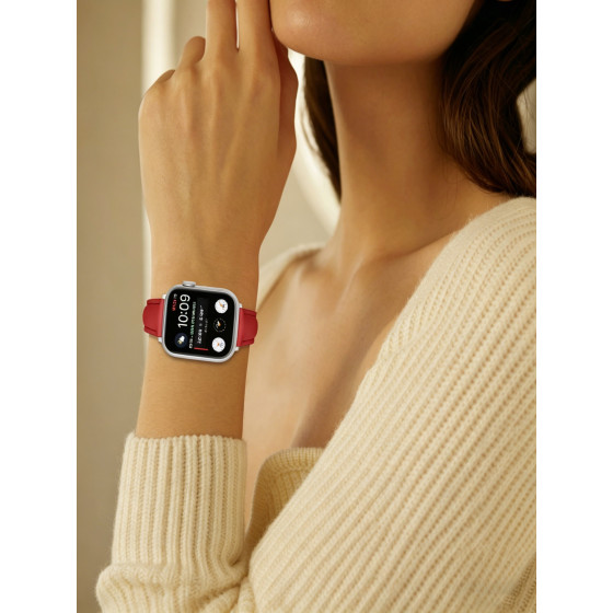 Glealx Leather Band for Apple Watch, Full-Grain Cowhide Strap with Pin Buckle